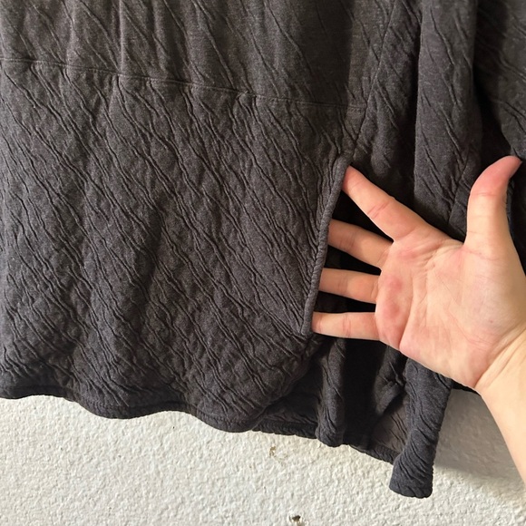 J Jill Pure Jill Cotton Ribbed Dark Gray Hooded Pullover M Cozy Coastal Grandma - Picture 11 of 14